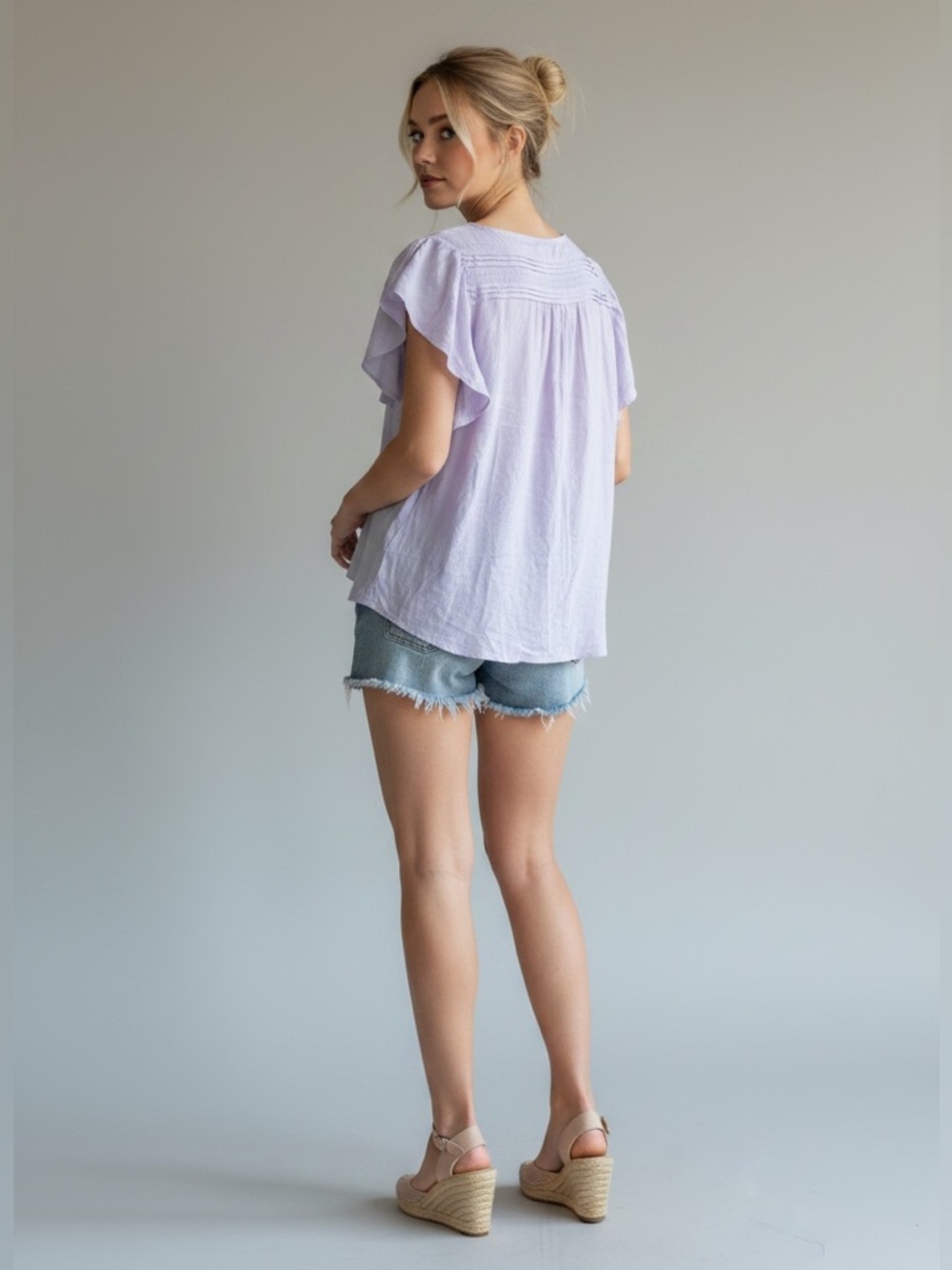 Levi's Light Lavender Ruffle Sleeve Blouse - Picture 7 of 7
